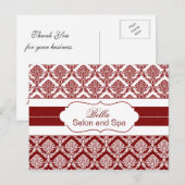 trendy damask red business Dankuwel Kaarten (Voorkant / Achterkant)