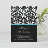 Trendy Damask Sweet Sixteen Birthday Uitnodiging (Staand voorkant)