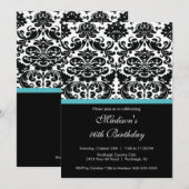Trendy Damask Sweet Sixteen Birthday Uitnodiging (Voorkant / Achterkant)