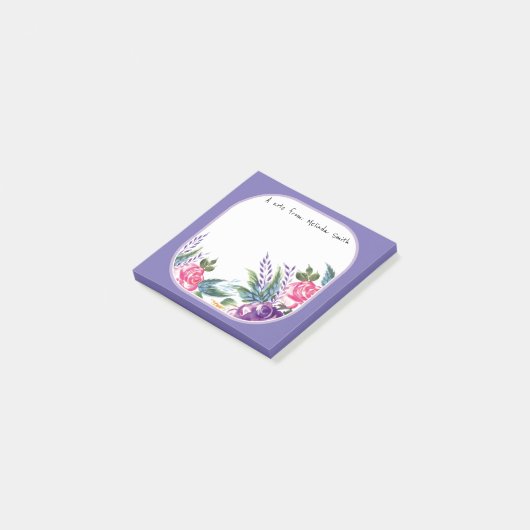 Trendy Dames Floral Monogram Sticky Notepads Post-it® Notes (Schuin)