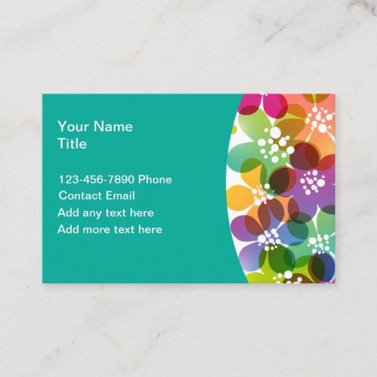 Trendy Dames Kleurrijke Persoonlijke Contact Kaart Visitekaartje (Voorkant)