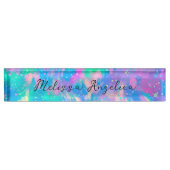 Trendy Dames Monogram Abstract Desk Name Bord Naambordje (Voorkant)