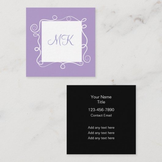 Trendy Dames Monogram Thema Visitekaartjes (Voorkant / Achterkant)