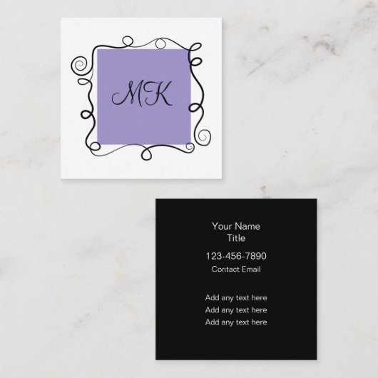 Trendy Dames Monogram Thema Visitekaartjes (Voorkant / Achterkant)