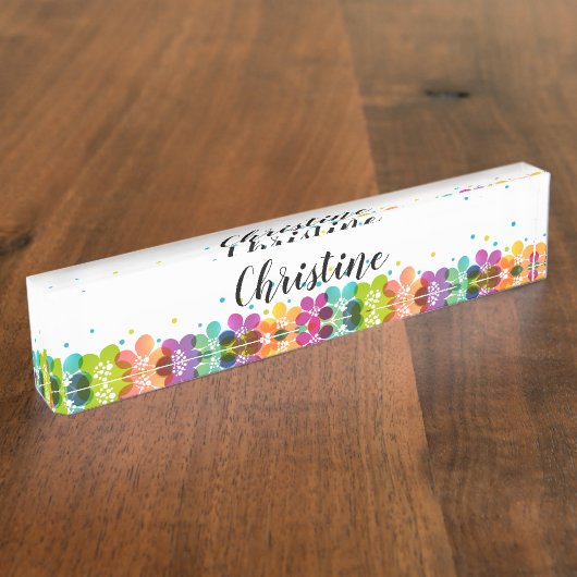 Trendy dames of meisjes bloemenmonogram naambordje (Zijkant)