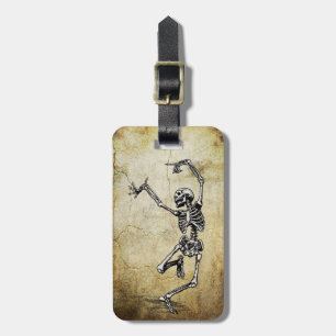 Trendy Dancing Skeleton Bagagelabel