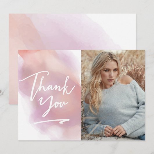 Trendy dank u het Roze van de Kaart van de Foto (Voorkant / Achterkant)