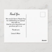 Trendy dank u zwart script foto bruiloft briefkaart (Achterkant)