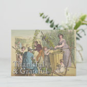  trendy dankbaar & dankbaar druivenoogst feestdagenkaart (Staand voorkant)