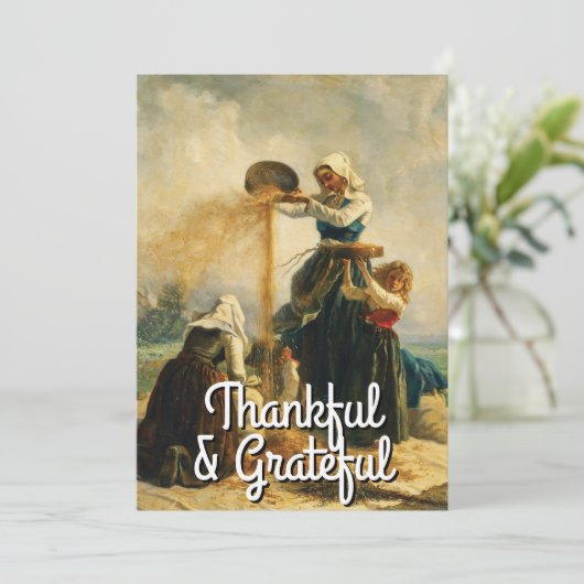  trendy dankbare en dankbare oogst feestdagenkaart (Staand voorkant)