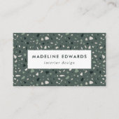 Trendy Dark Blauwgroen en Green Terrazzo Visitekaartje (Voorkant)