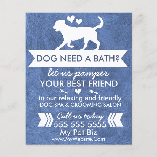 Trendy Dark Blue Dog Grooming Flyer  (Voorkant)