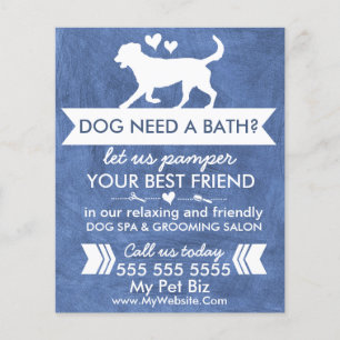 Trendy Dark Blue Dog Grooming Flyer 