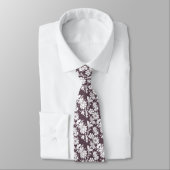 Trendy Dark Mauve Paarse Bloemen Groomsmen Huwelij Stropdas (Gebonden)