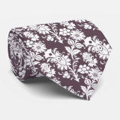 Trendy Dark Mauve Paarse Bloemen Groomsmen Huwelij Stropdas (Opgerold)
