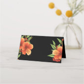 Trendy Dark Moody Sinaasappel Bloemen Huwelijk Plaatskaartje (Achterkant)