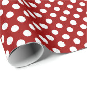 Trendy Dark Red and White polka stips Cadeaupapier (Rol Hoek)