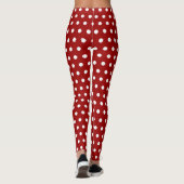 Trendy Dark Red and White polka stips Leggings (Achterkant)