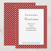 Trendy Dark Red en White polka dots Invitation Kaart (Voorkant / Achterkant)