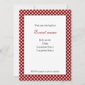 Trendy Dark Red en White polka dots Invitation Kaart (Voorkant)