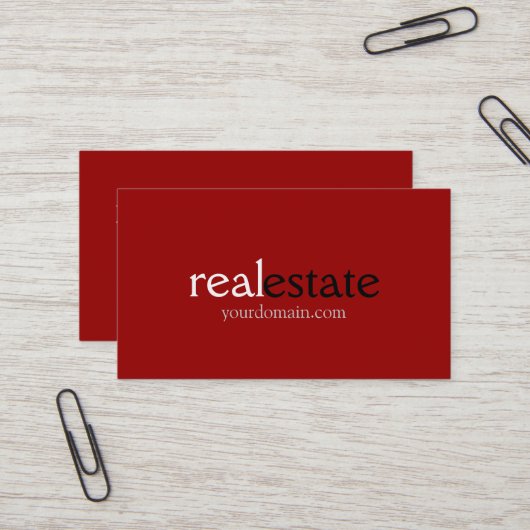 Trendy Dark Red Real Estate Agent Visitekaartje (Voorkant / Achterkant in situ)
