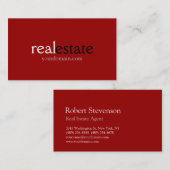 Trendy Dark Red Real Estate Agent Visitekaartje (Voorkant / Achterkant)