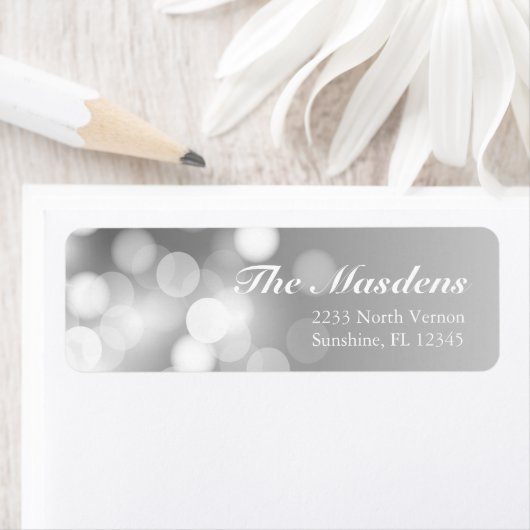 Trendy Dark Silver Sparkly Bokeh Glitter Abstract Etiket (Insitu)