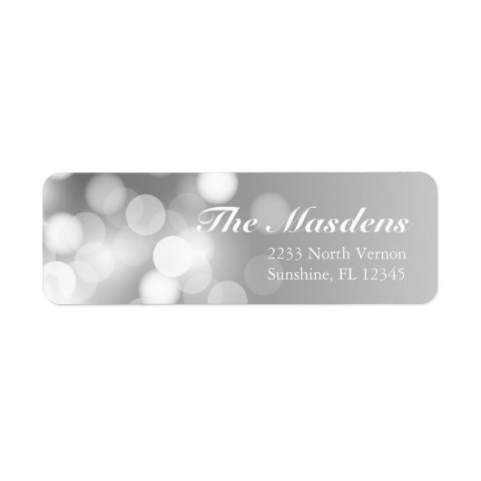 Trendy Dark Silver Sparkly Bokeh Glitter Abstract Etiket (Voorkant)