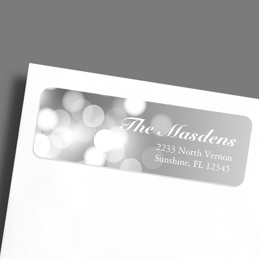 Trendy Dark Silver Sparkly Bokeh Glitter Abstract Etiket