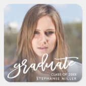 Trendy de Foto van het Manuscript van de Borstel A Vierkante Sticker (Voorkant)