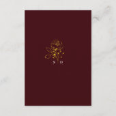Trendy Deep Burgundy Gold Monogram Wedding Details Informatiekaartje (Achterkant)
