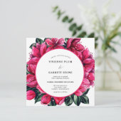 Trendy Deep Pink Floral Wedding Invitation Kaart (Staand voorkant)