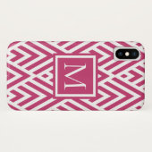 Trendy Deep Pink Monogram Arrow Diamond Pattern Case-Mate iPhone Case (Achterkant (horizontaal))