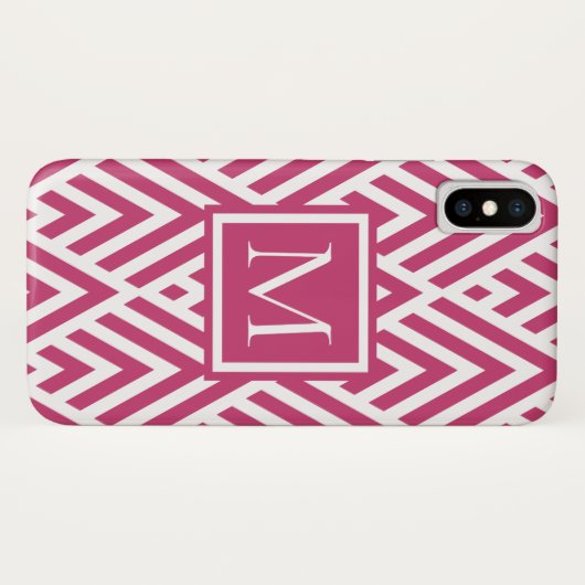 Trendy Deep Pink Monogram Arrow Diamond Pattern Case-Mate iPhone Case (Achterkant (horizontaal))