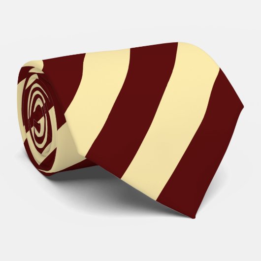 Trendy Deep Red en Bleek Yellow Diagonal Stripes Stropdas (Opgerold)