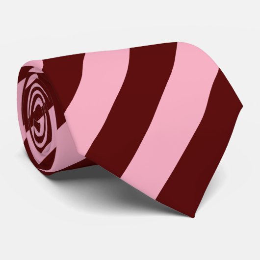 Trendy Deep Red en Pink Diagonal Stripes Stropdas (Opgerold)