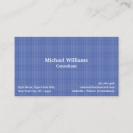 Trendy Denim Blue Checkered Pattern Modern Elegant Visitekaartje