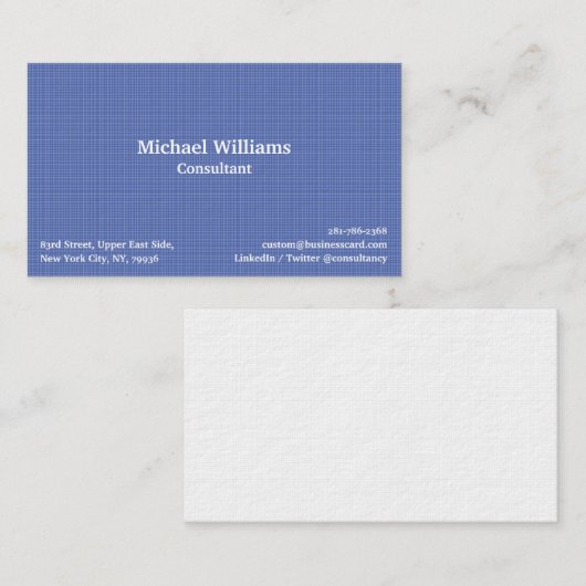 Trendy Denim Blue Checkered Pattern Modern Elegant Visitekaartje (Voorkant / Achterkant)