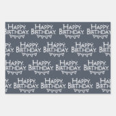 Trendy Denim Blue Photo Collage 21st Birthday Inpakpapier Vel (Voorkant 3)