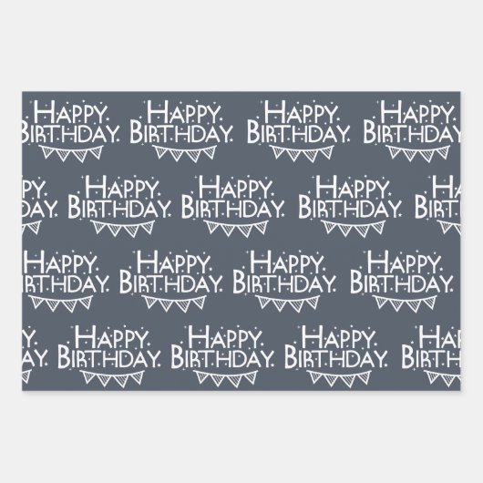 Trendy Denim Blue Photo Collage 21st Birthday Inpakpapier Vel (Voorkant 3)