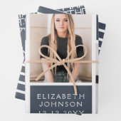 Trendy Denim Blue Photo Collage 21st Birthday Inpakpapier Vel (In situ)