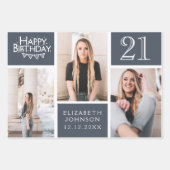 Trendy Denim Blue Photo Collage 21st Birthday Inpakpapier Vel (Voorkant)