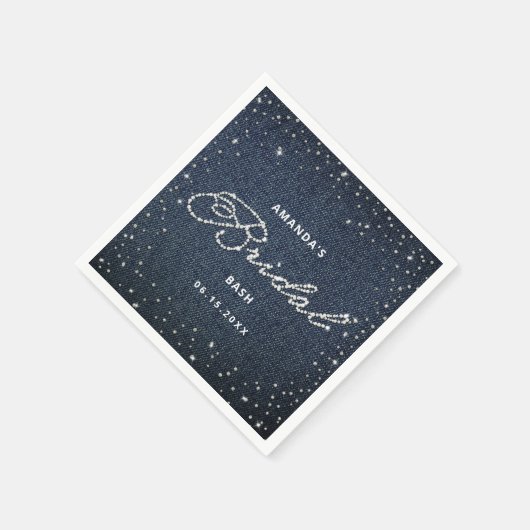 Trendy Denim Diamonds Elegant Vrijgezellenfeest Servet (Hoek)