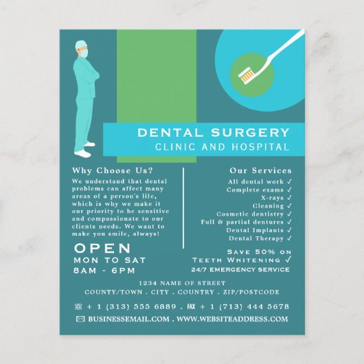 Trendy Dentist Design, Dentistry, Dentist Advert Flyer (Voorkant)
