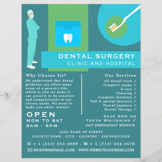 Trendy Dentist Design, Dentistry, Dentist Advert Flyer (Voorkant)