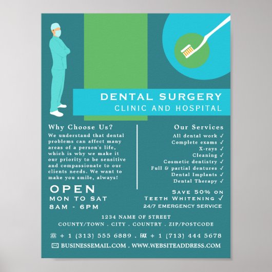 Trendy Dentist Design, Dentistry, Dentist Advert Poster (Voorkant)