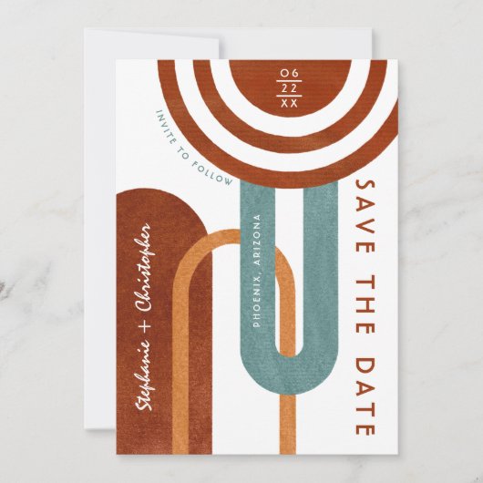 Trendy Desert Moderne Bogen Trouwkaart Save the Da Date (Voorkant)