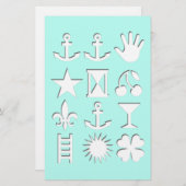 Trendy Design bleek Blue Staionery Briefpapier (Voorkant / Achterkant)