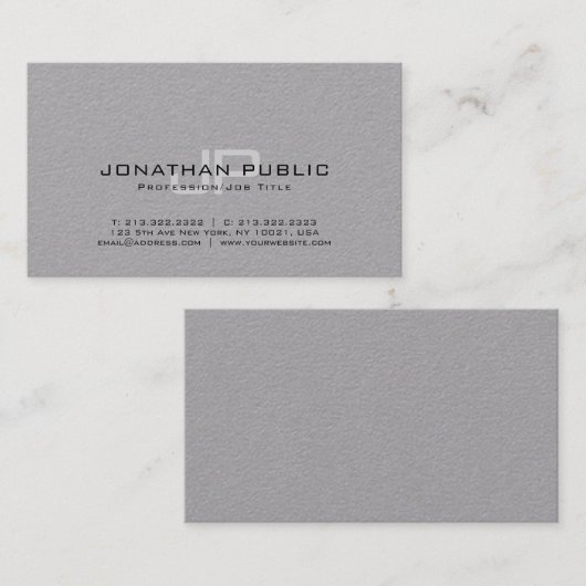 Trendy Design Elegant Monogrammed Minimalist Plain Visitekaartje (Voorkant / Achterkant)