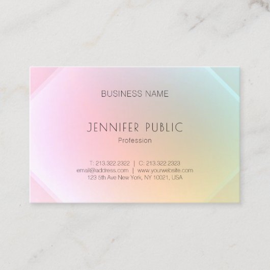Trendy Design Moderne Colorful Sjabloon Elegant Visitekaartje (Voorkant)